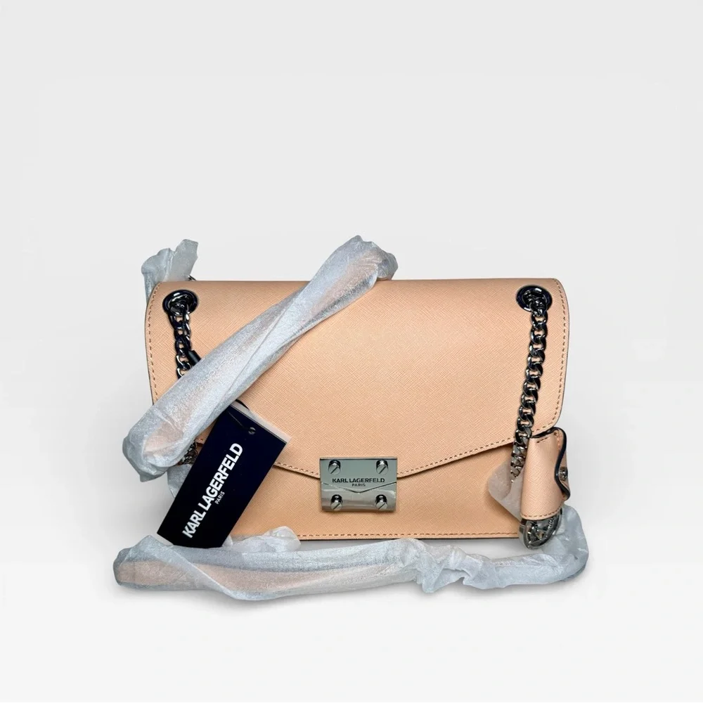 Karl Lagerfeld Corinne Logo Leather Shoulder Bag NWT